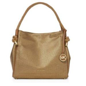 Brand NWT Isla Large Textured Grab Bag Pale Gold